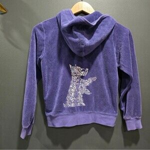 Juicy Couture Velout Sequin Bling Track Jacket Juniors Girls Sz 12 Purple Y2K